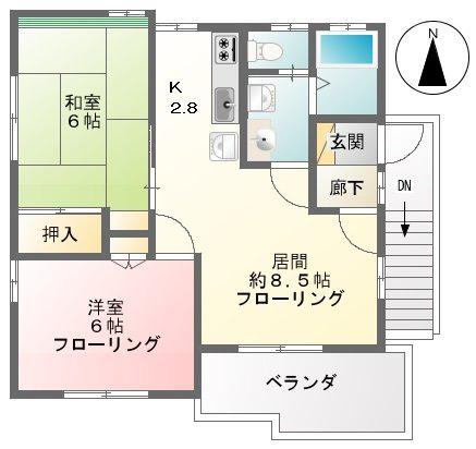 CASA TERA(2LDK/2階)の間取り写真