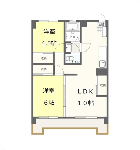 エルソーレ咲田(2LDK/1階)の間取り写真