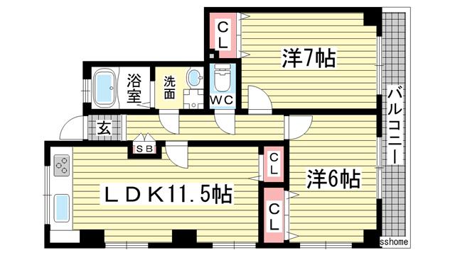 オーシャンビュー赤坂(2LDK/1階)の間取り写真