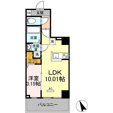 ウェスタ(1LDK/5階)の間取り写真