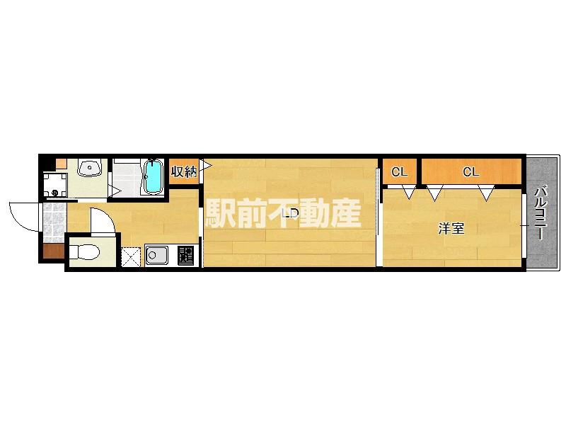 グランディール茶山(1LDK/1階)の間取り写真