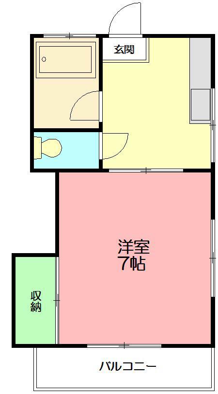 富士見ハイツ(1K/2階)の間取り写真