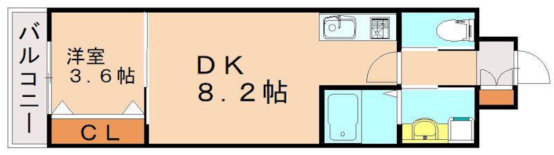 エルザグランツ黄金(1DK/14階)の間取り写真