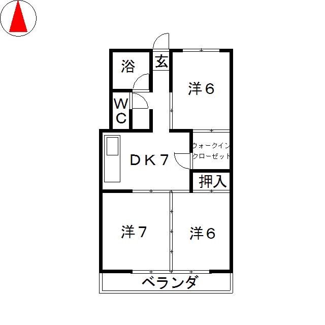 リアライズ岐南II(3DK/4階)の間取り写真
