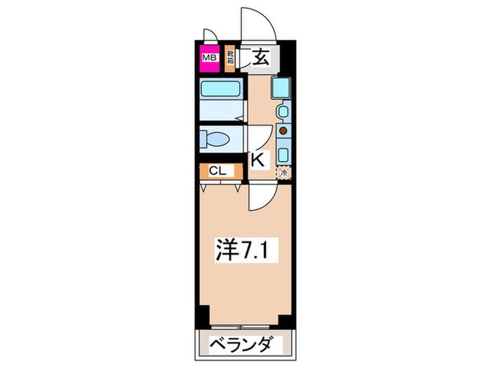 エクセルハイム(1K/3階)の間取り写真
