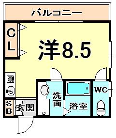 セジュール曙(ワンルーム/1階)の間取り写真