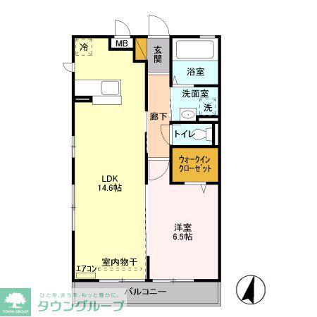 サンボナール北入曽(1LDK/2階)の間取り写真