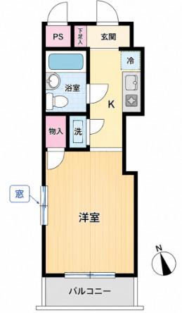 メインステージ保土ヶ谷(1K/4階)の間取り写真