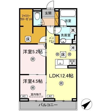 アミティエY(2LDK/2階)の間取り写真