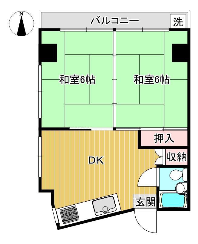 石井ビル(2DK/2階)の間取り写真