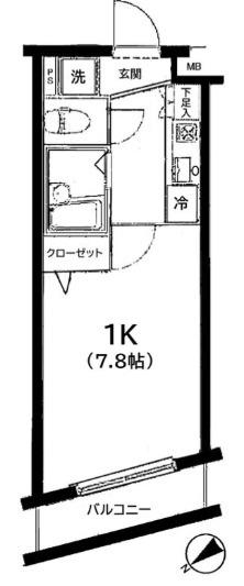 プレール高田馬場(1K/2階)の間取り写真