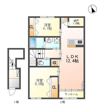 ラ・ルーチェ(2LDK/2階)の間取り写真