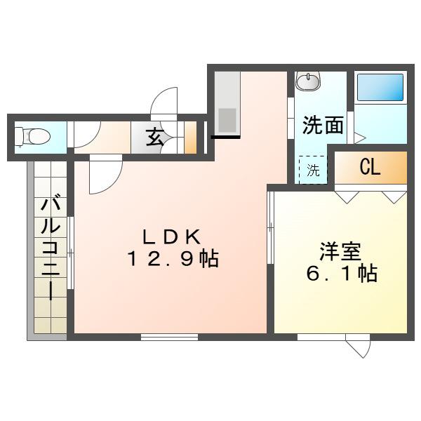 ルミエールIV(1LDK/3階)の間取り写真