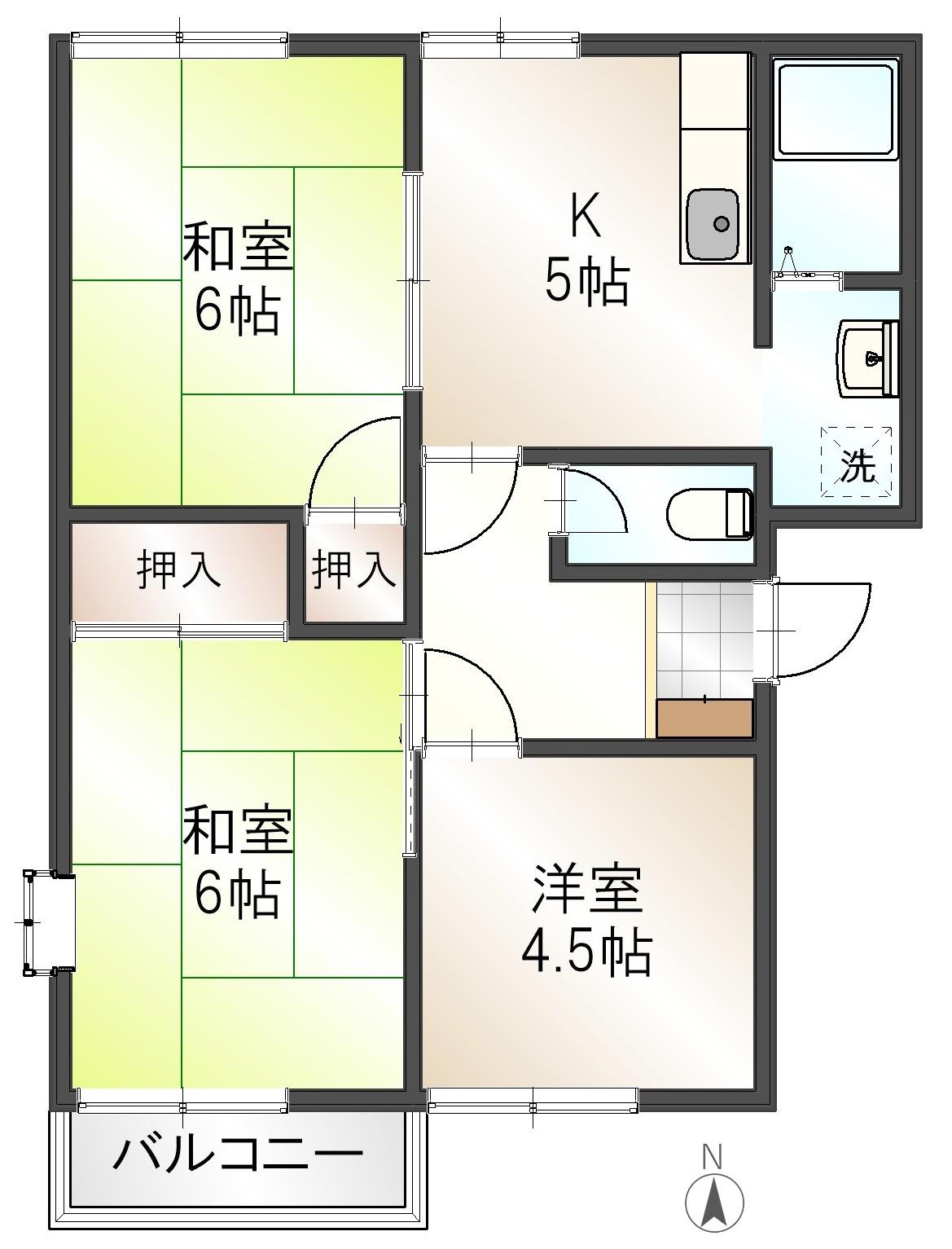 第II歩絵夢(3K/2階)の間取り写真