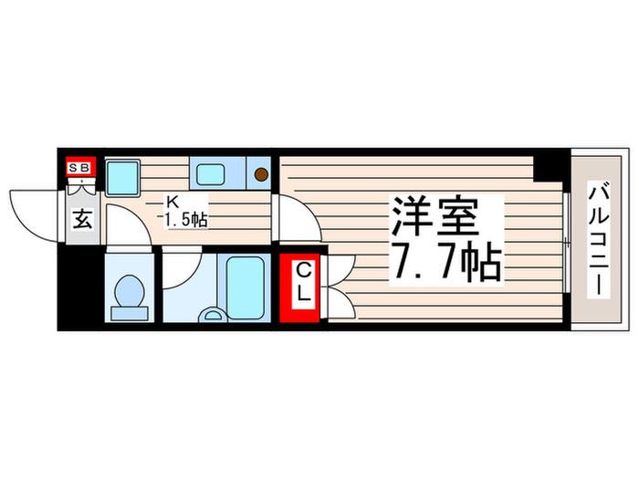 スプリングライト(1K/3階)の間取り写真