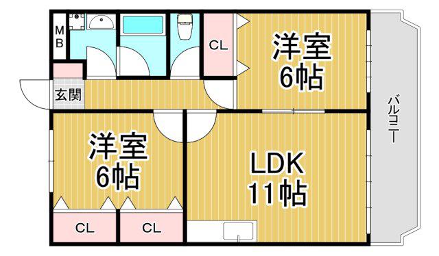 アーバンステージ(2LDK/1階)の間取り写真