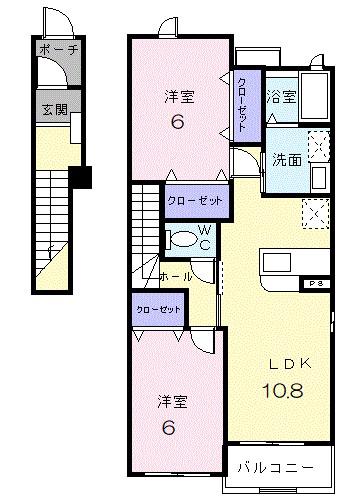 サニーレジデンス II番館(2LDK/2階)の間取り写真