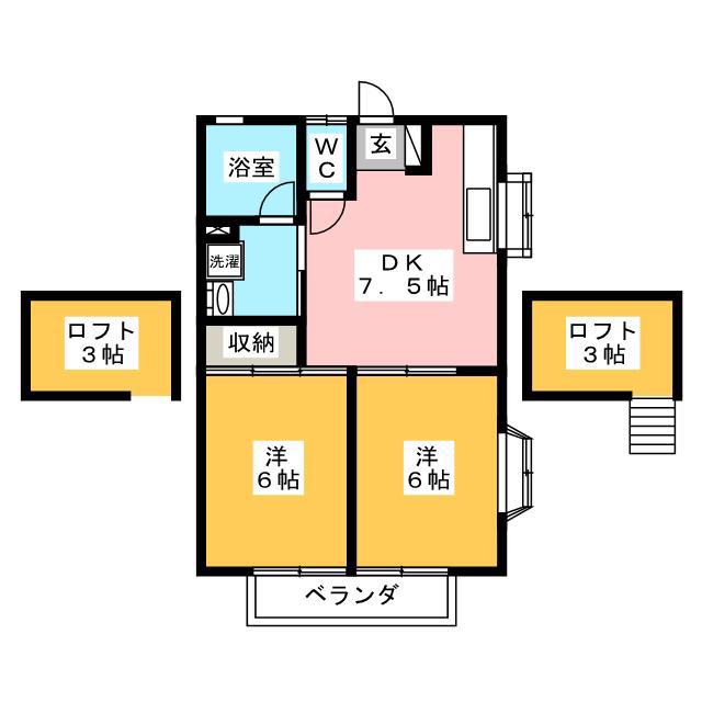プランドール東町(2DK/2階)の間取り写真