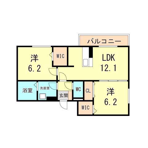 VIVALES明石(2LDK/2階)の間取り写真