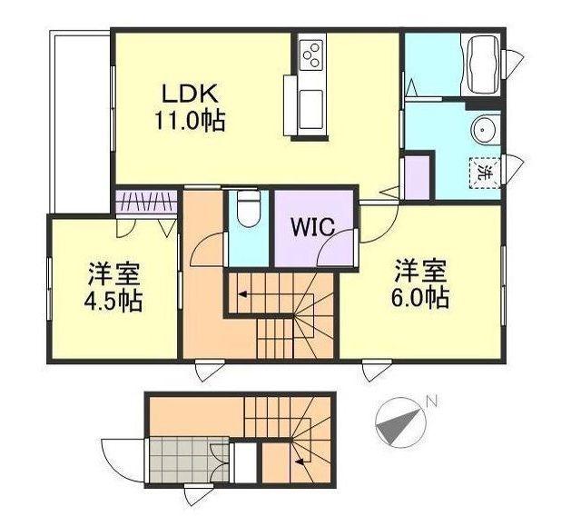 ヴィラ―チェ福井(2LDK/2階)の間取り写真