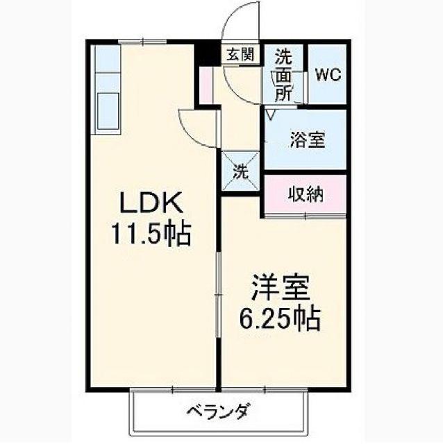 マイシャトウ平須(1LDK/1階)の間取り写真
