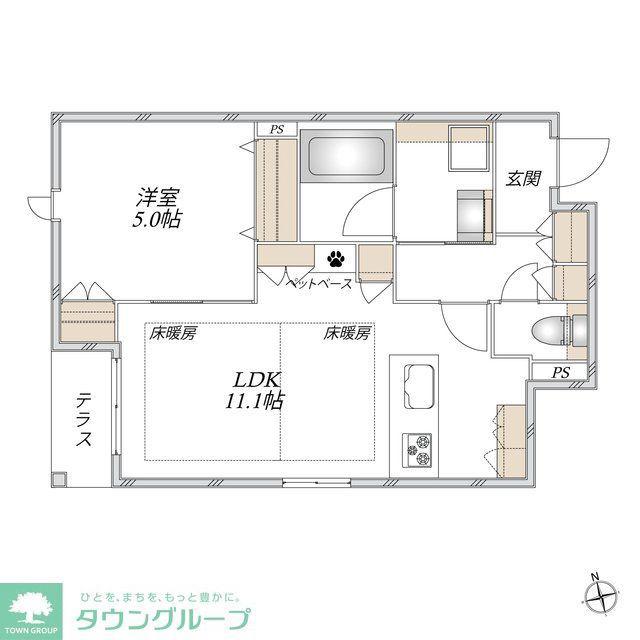 セリール鶴舞(1LDK/1階)の間取り写真
