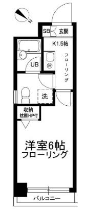 メゾンボア西小山(1K/2階)の間取り写真