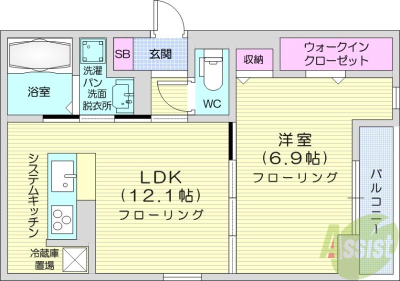 CLASSEUM仙台小田原4(1LDK/2階)の間取り写真