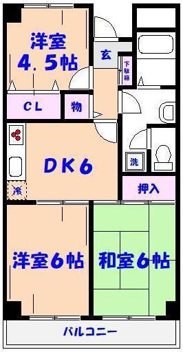 トップアイランドコーポ(3DK/3階)の間取り写真