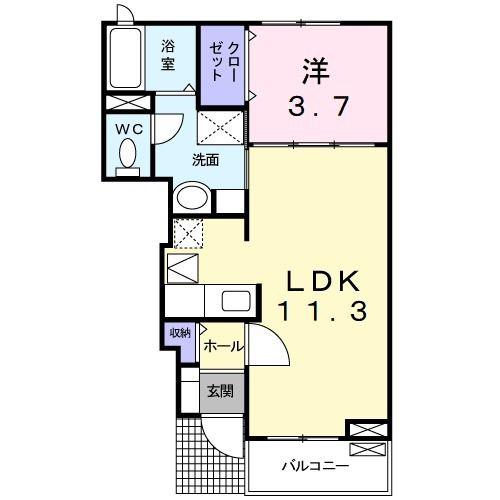 エムズ フォレスト(1LDK/1階)の間取り写真