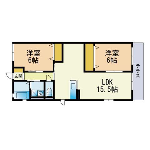 コンフォート長住(2LDK/1階)の間取り写真