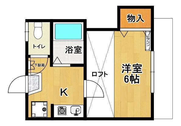 フローラ C棟(1K/1階)の間取り写真