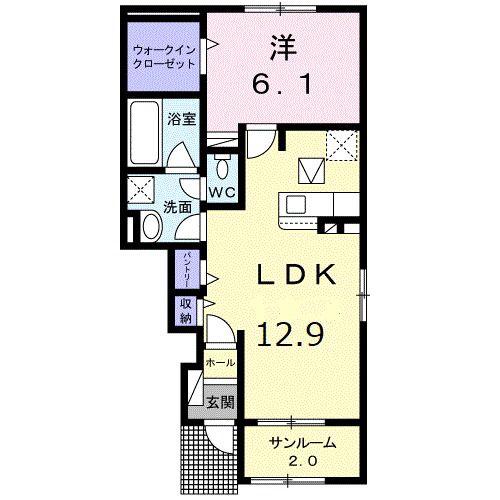 アルビータ(1LDK/1階)の間取り写真