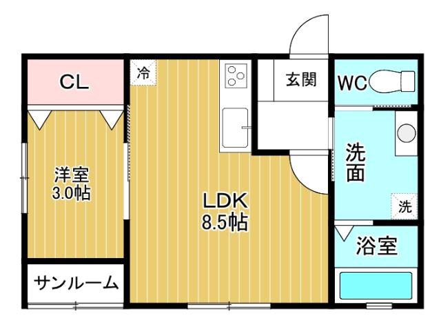 ALBA GRANDE B(1LDK/2階)の間取り写真
