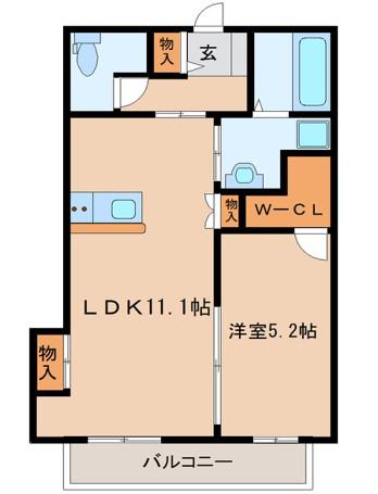 豊新AVENUEII(1LDK/2階)の間取り写真