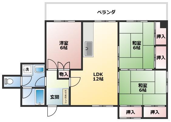 グリーンヒルハイツ(3LDK/3階)の間取り写真