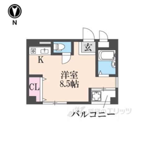 コーポならまち(ワンルーム/4階)の間取り写真