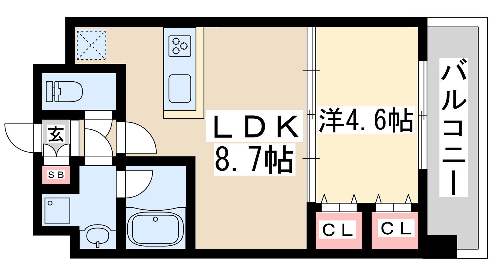 シティスパイア西中島(1LDK/4階)の間取り写真