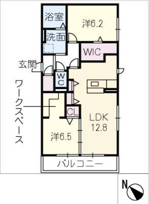 プレシオサ(2LDK/2階)の間取り写真