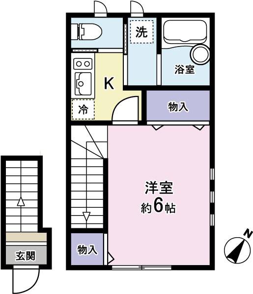 ルミエール沼袋(1K/2階)の間取り写真