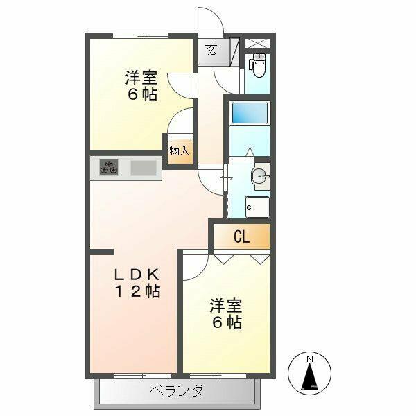 コーポラス沢上(2LDK/2階)の間取り写真