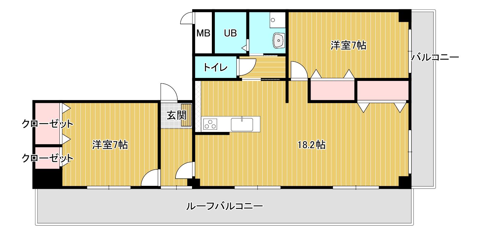 コートシャンベル(2LDK/10階)の間取り写真
