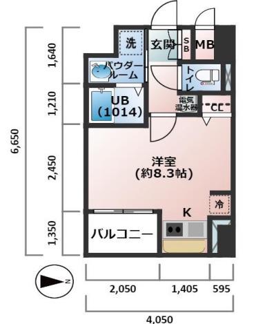 ラナップスクエア難波南(ワンルーム/7階)の間取り写真