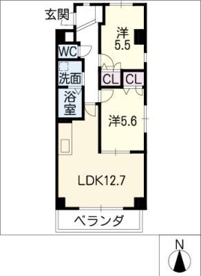 ラ・ブランシェ(2LDK/2階)の間取り写真