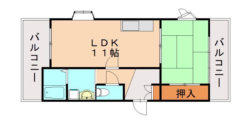 下貫ビル(1LDK/4階)の間取り写真