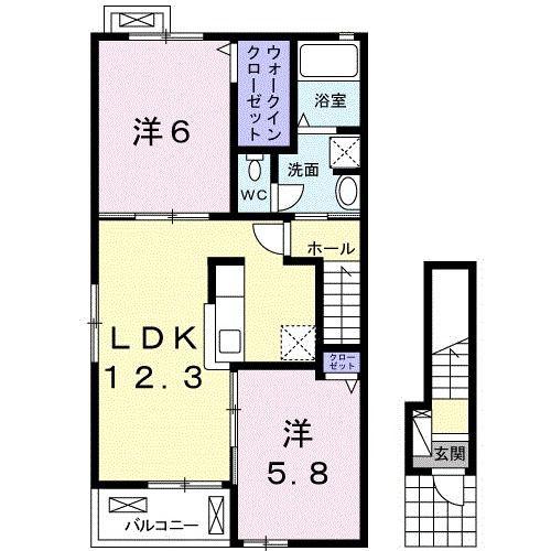 シンセリティ エムII A(2LDK/2階)の間取り写真