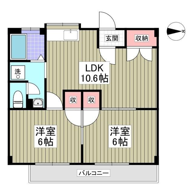 筑波レジデンス(2LDK/1階)の間取り写真