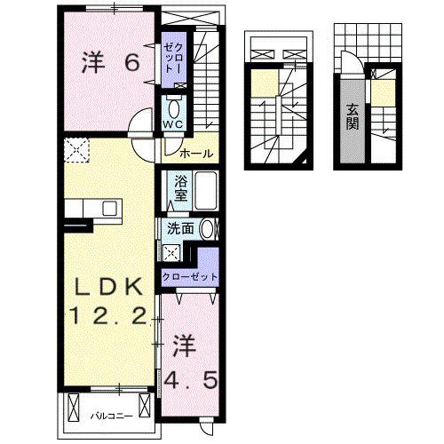 メゾン ド ボヌール(2LDK/3階)の間取り写真