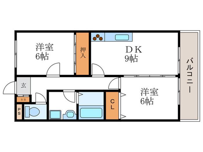 ウエストスクエアI(2DK/3階)の間取り写真