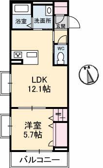 フェデリオ曙(1LDK/2階)の間取り写真